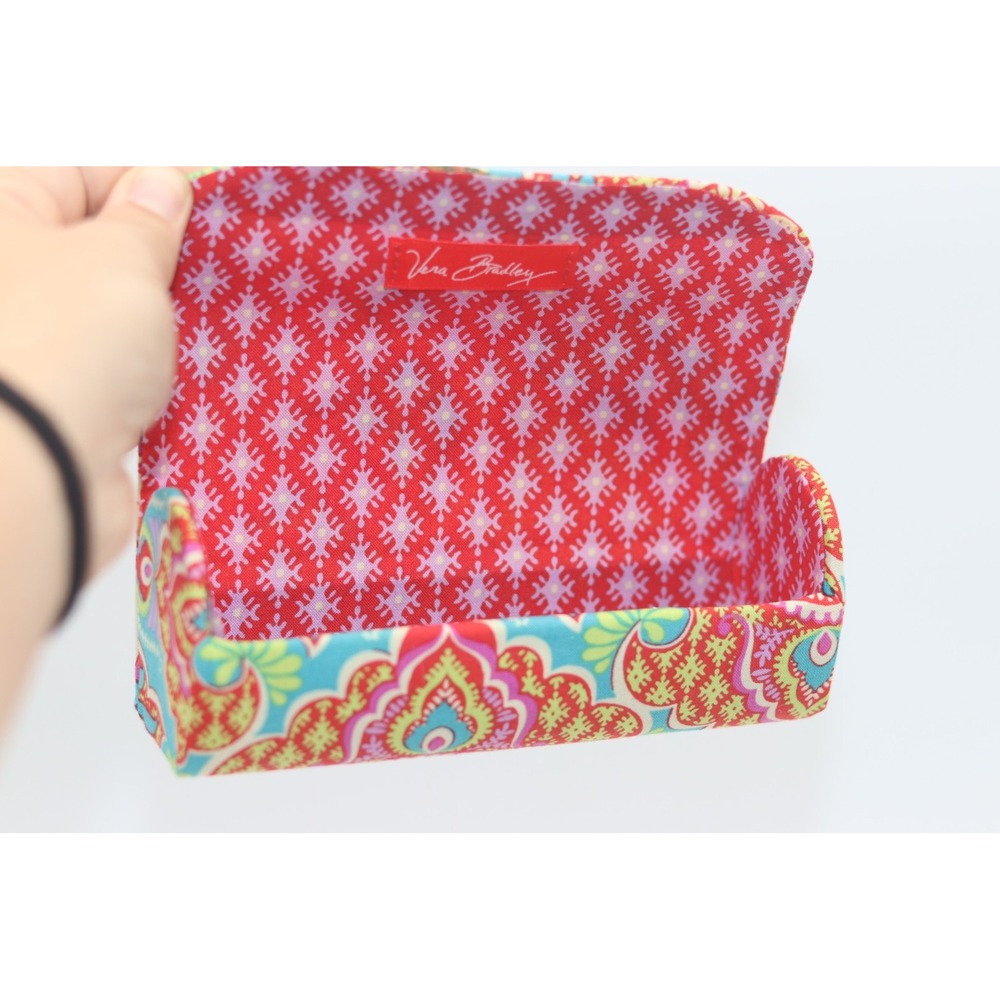 Vera Bradley Hard Shell Eyeglass Case Paisley Floral Pink Blue with Cloth - Picture 6 of 7